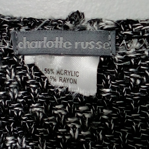 Black white light knit hooded open front cardigan - Picture 3 of 5